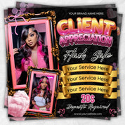 Client Appreciation Flyer, Client Appreciation Sale Flyer, Book Now Flyer, Hairstylist Flyer Nail Lash Tech, Wigs Braid Flyer Canva Template