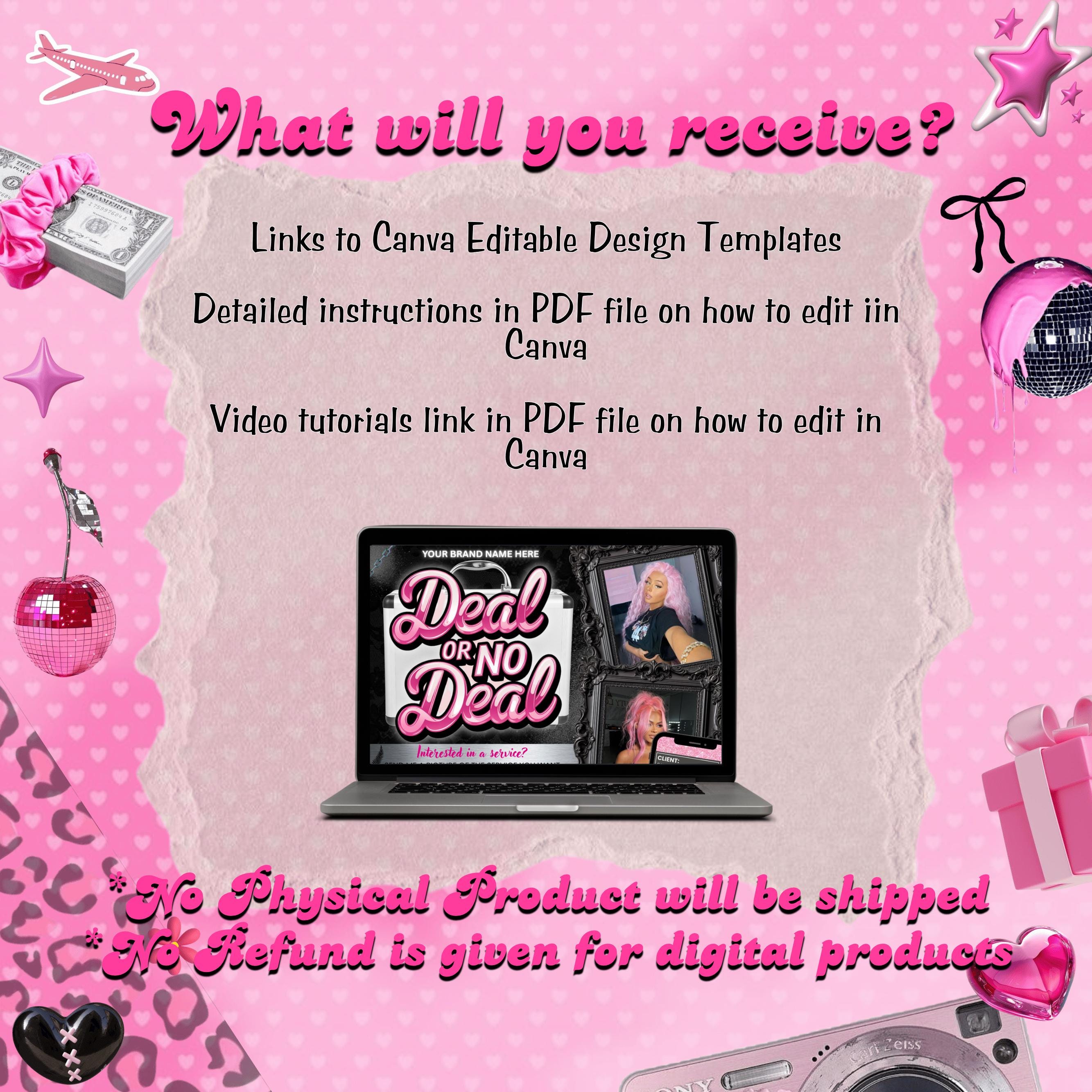 Deal Or No Deal Flyer, Deal or No Deal Hair Nails Lash Braids Makeup MUA Wig Flyer, August Booking Flyer, Canva Editable, Instant Download