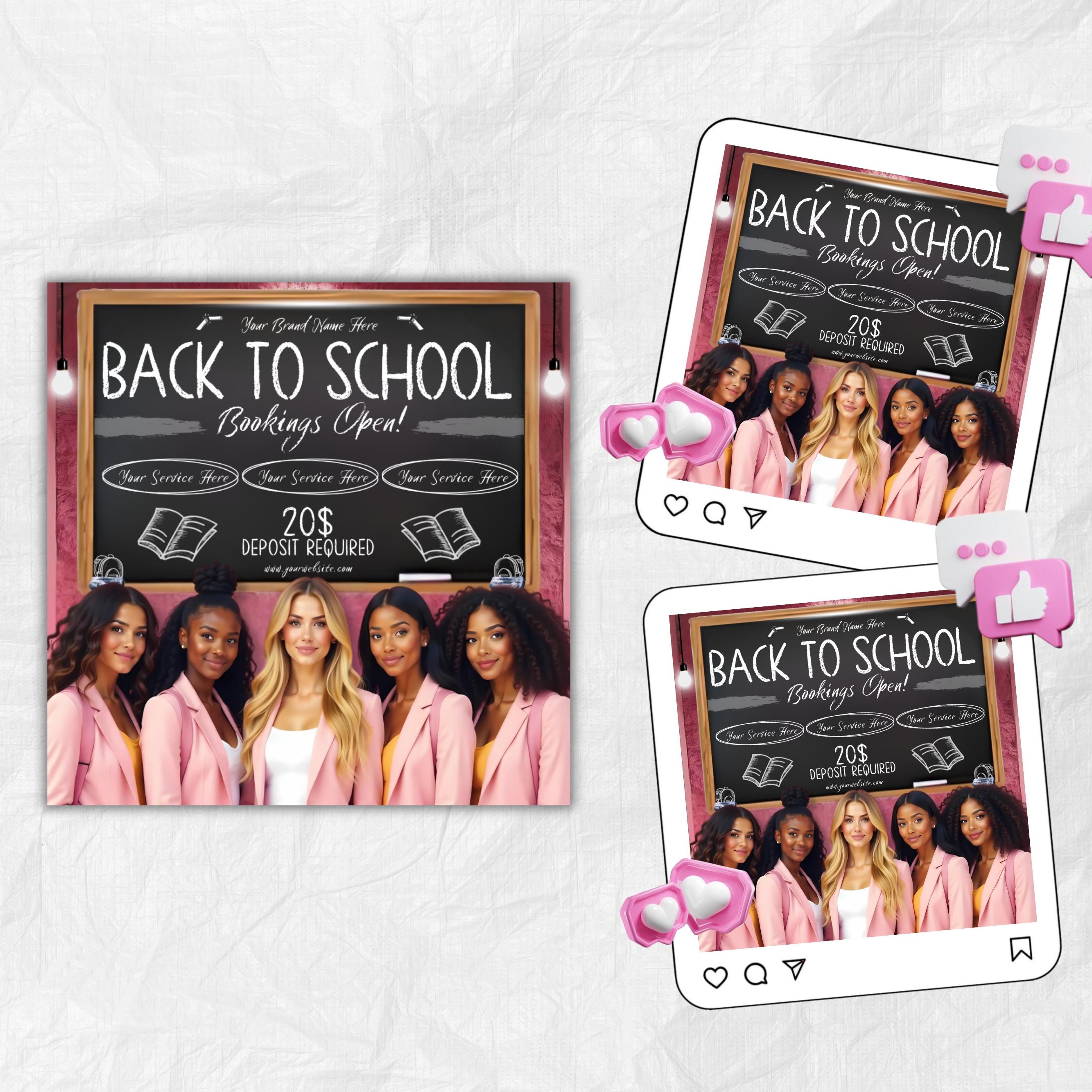 Back To School Flyer, Back to school sale flyer, Back to school Hair flyer, DIY canva template, Back 2 School Flyer, Braid Special Flyer