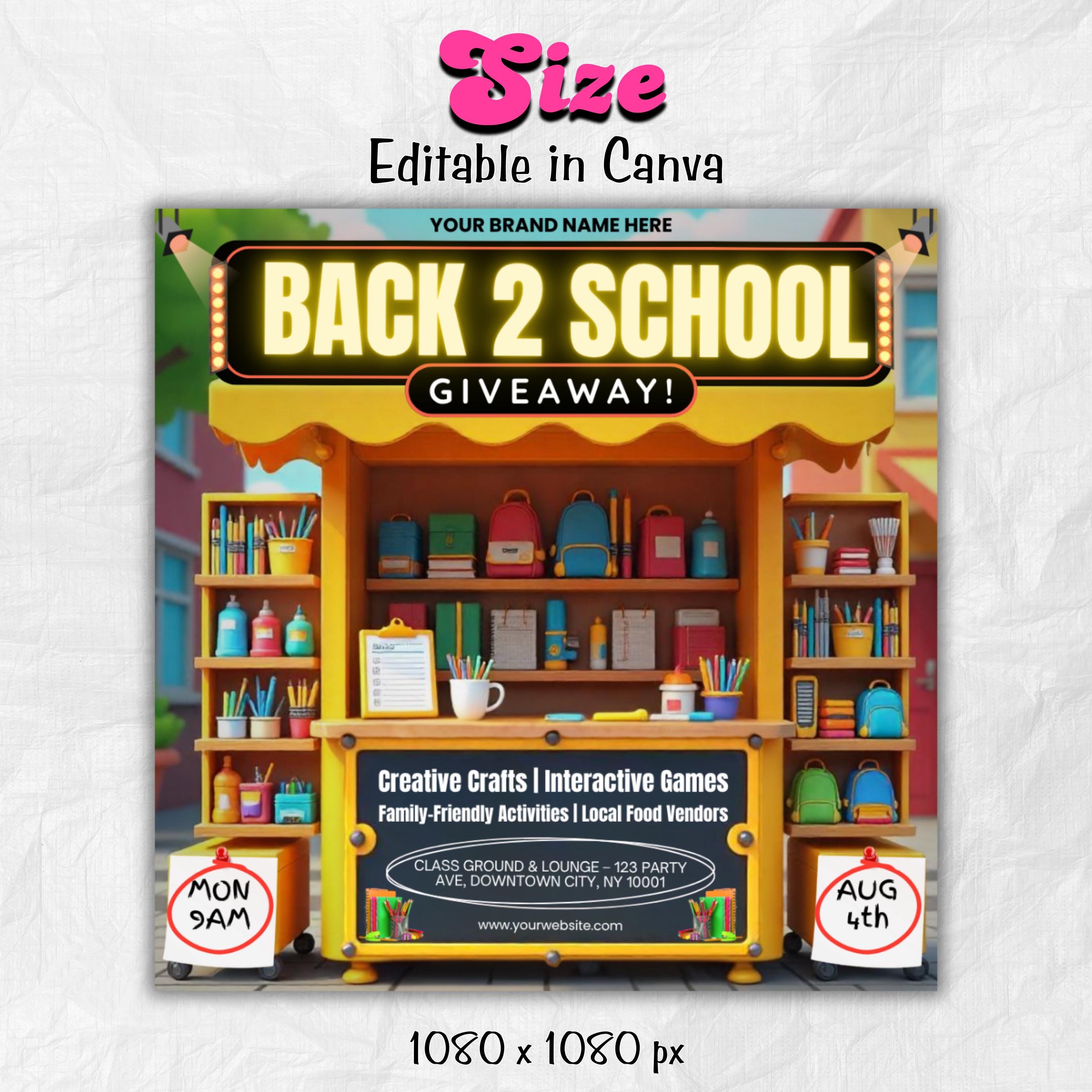 Back to School Party flyer, Back 2 School Flyer, Summer Flyer, Party Invite Flyer, DJ Disco Flyer, Canva Editable Flyer, Instant Download