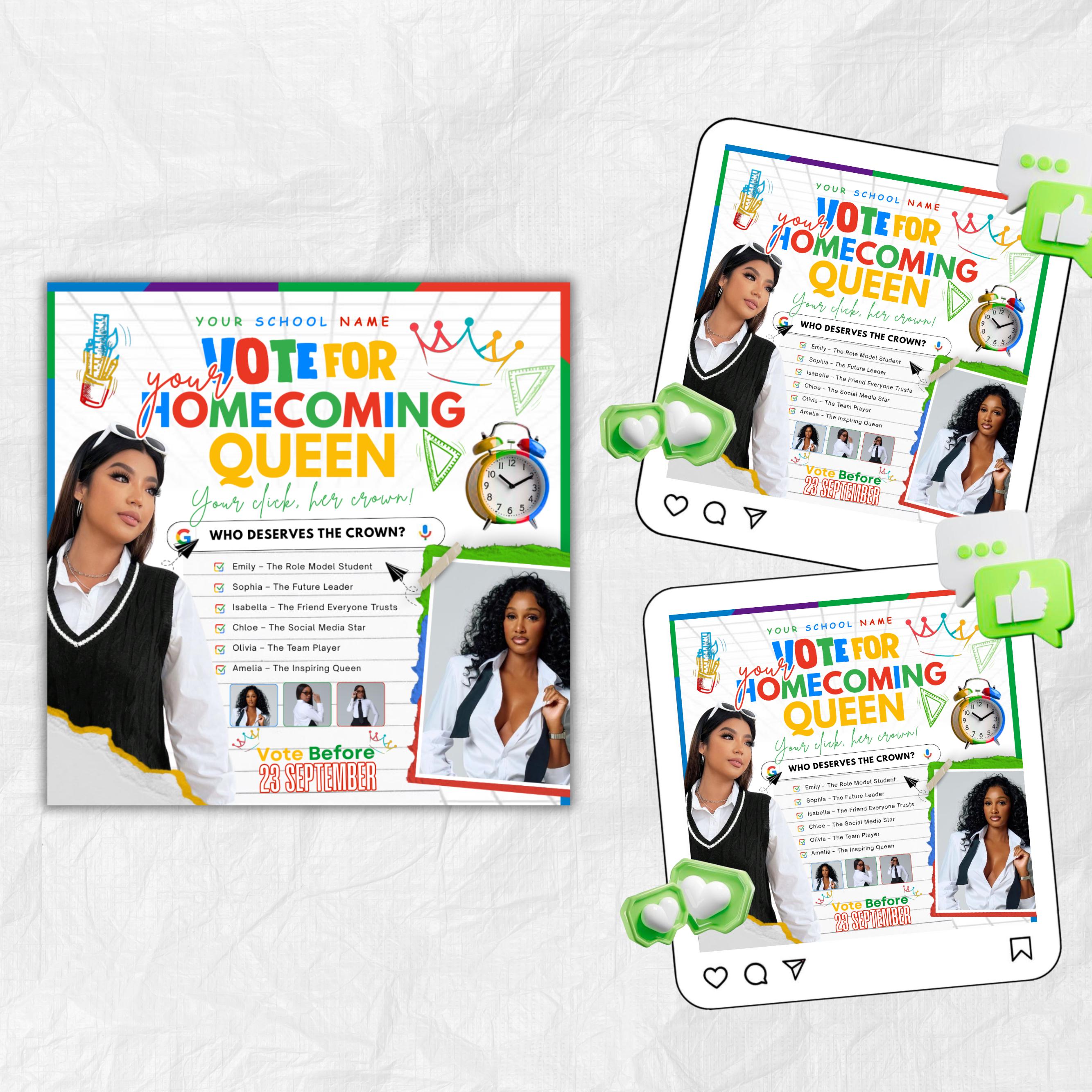 Homecoming Queen Flyer,School Campaign Flyer, Court Flyer,Google Vote for Me Flyer, Homecoming Flyer,Who is the best Homecoming Queen Flyer,