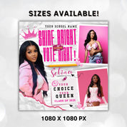 Pink Homcoming Flyer For Queen,Vote For Homecoming Queen Flyer,Homecoming Class Campaign Flyer,Editable Homecoming HighSchool Election Flyer