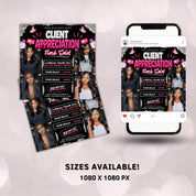 Customer Appreciation Flyer,Pink and Black Calling New Clients Flyer,Accepting New Clients Client Appreciation Sale Flyer,Appreciation Flyer