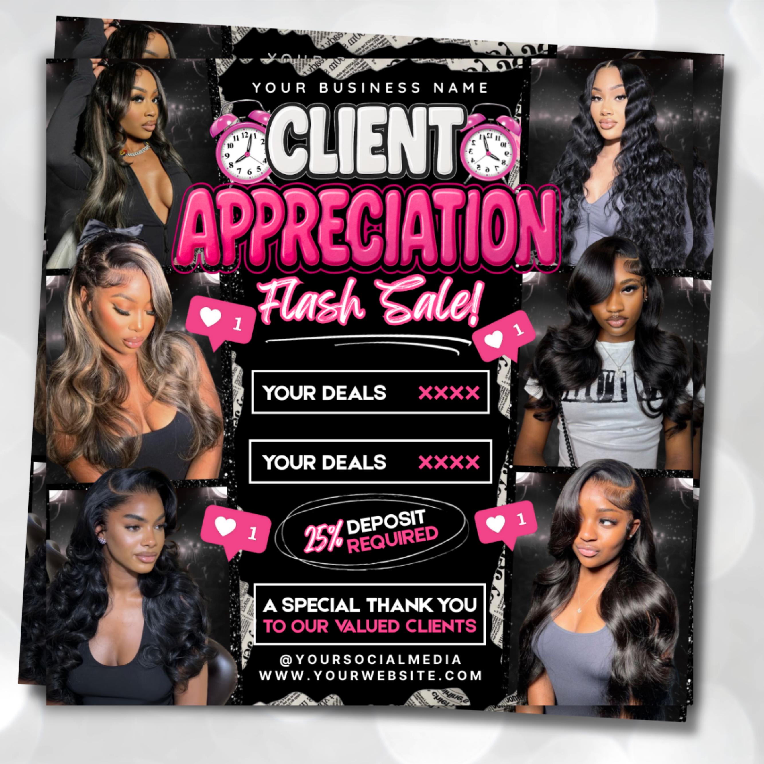 Hair Flyer, Client Appreciation Flyer, Hair Special Flyer, Calling New Clients Flyer, Appreciation Flyer, Customer Appreciation Flyer CANVA