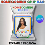 Chip Bag Template, Google Vote Chip Bags, Home Coming Chip Bag, Homecoming Queen Chip Bags, Vice President Chip Bags, Vote for Me Chip Bag