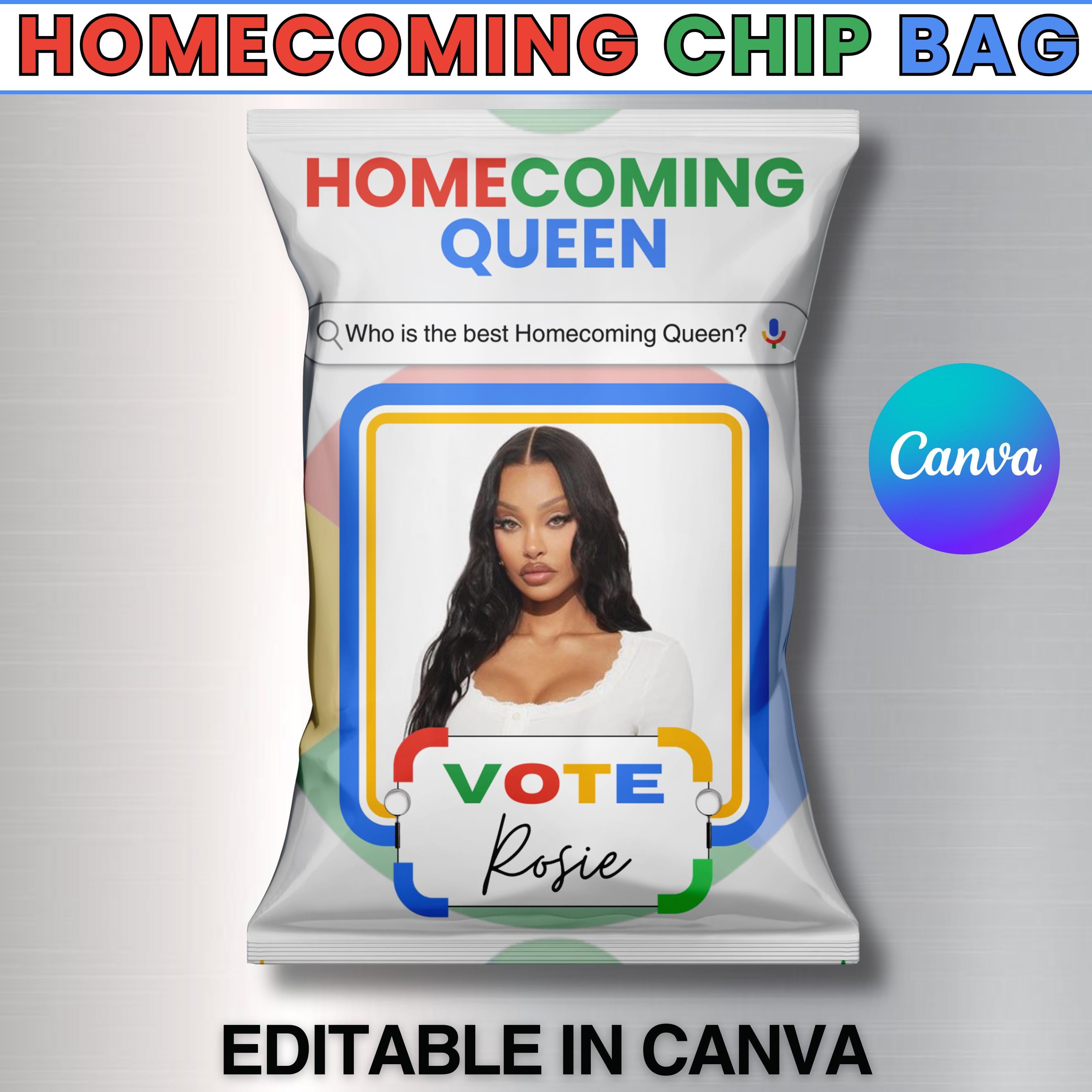 Chip Bag Template, Google Vote Chip Bags, Home Coming Chip Bag, Homecoming Queen Chip Bags, Vice President Chip Bags, Vote for Me Chip Bag