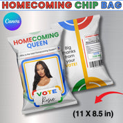 Chip Bag Template, Google Vote Chip Bags, Home Coming Chip Bag, Homecoming Queen Chip Bags, Vice President Chip Bags, Vote for Me Chip Bag