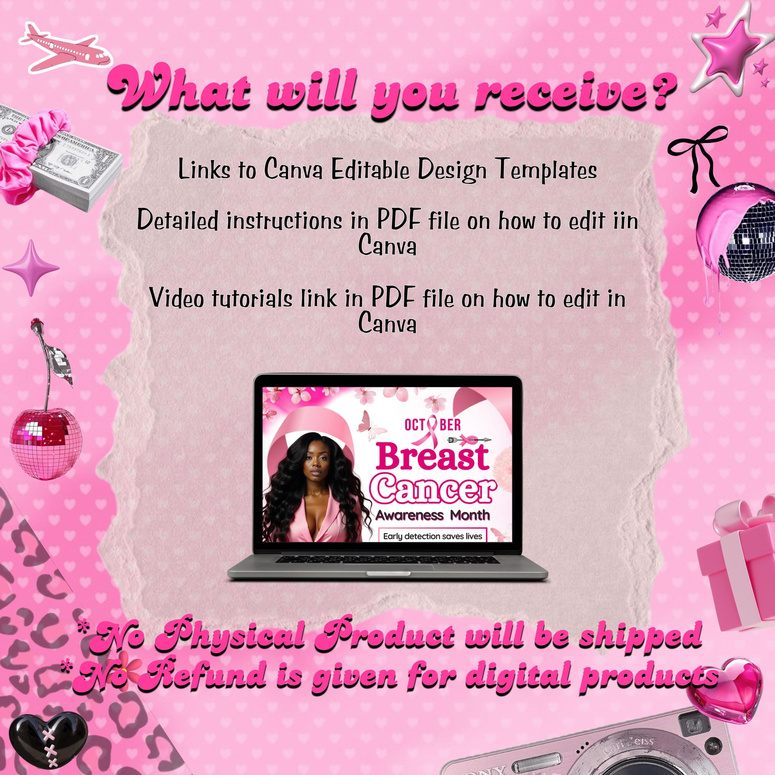 Breast Cancer Awareness Flyer, Pink Breast Cancer Event Flyer, Editable Pinktober Fundraising Flyer,Stronger Than Cancer Charity Event Flyer
