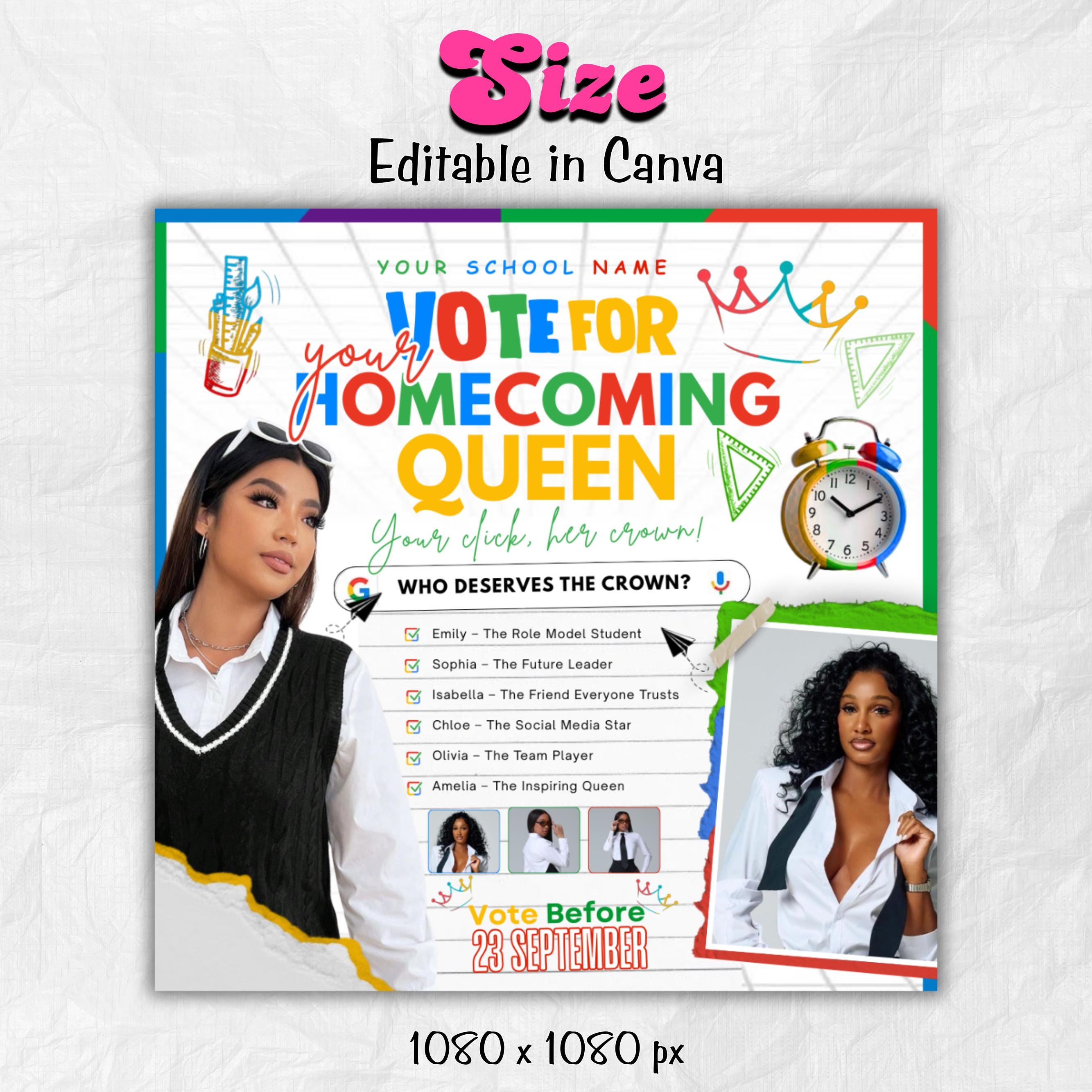 Homecoming Queen Flyer,School Campaign Flyer, Court Flyer,Google Vote for Me Flyer, Homecoming Flyer,Who is the best Homecoming Queen Flyer,