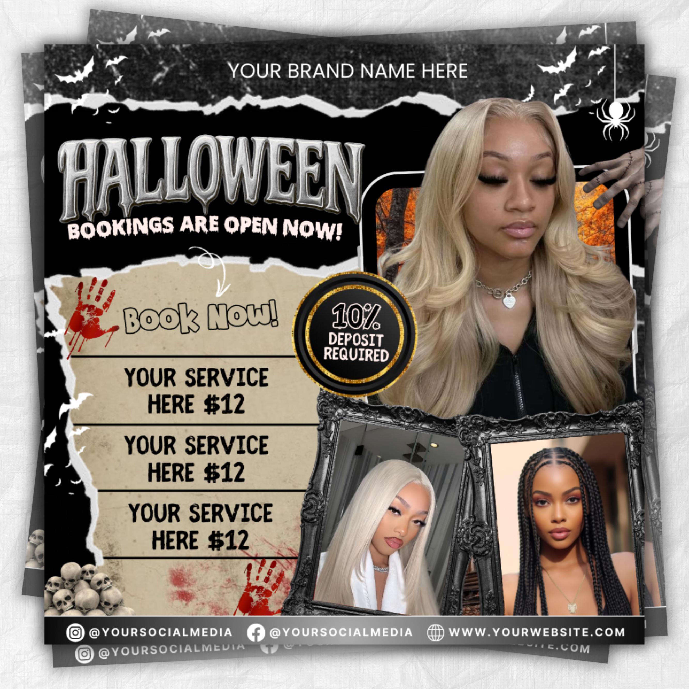 Spooktober Hair Salon Price List & October Hair Special Flyer - Perfect for Halloween Bookings!