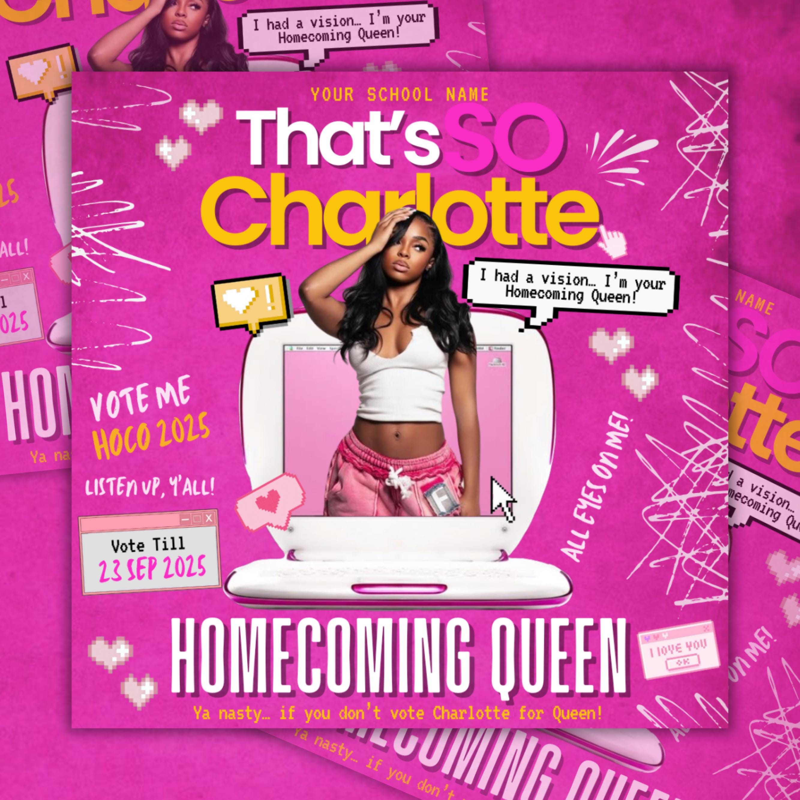 Pink Homcoming Flyer For Queen, That's So Queen FlyerVote For Homecoming Queen Flyer,Homecoming Class Campaign Flyer,Editable Template