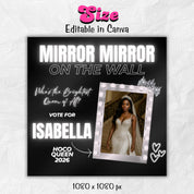 Black And White Homecoming Flyer For Queen, Mirror Mirror on the Wall Campaign Flyer,Canva Editable Vote for Homecoming King And Queen Flyer