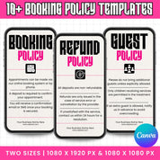 10+ Booking Policy Templates, Editable Booking Policies For Instagram Story, Canva Booking Policy For Lash, Nail, Hair, Cancellation Policy
