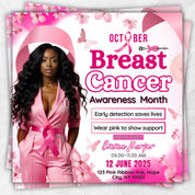Breast Cancer Awareness Flyer, Pink Breast Cancer Event Flyer, Editable Pinktober Fundraising Flyer,Stronger Than Cancer Charity Event Flyer
