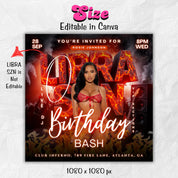 Editable Libra Birthday Flyer for Girl | Libra Zodiac Party Invitation Template | Happy Birthday Celebration Event Canva Design