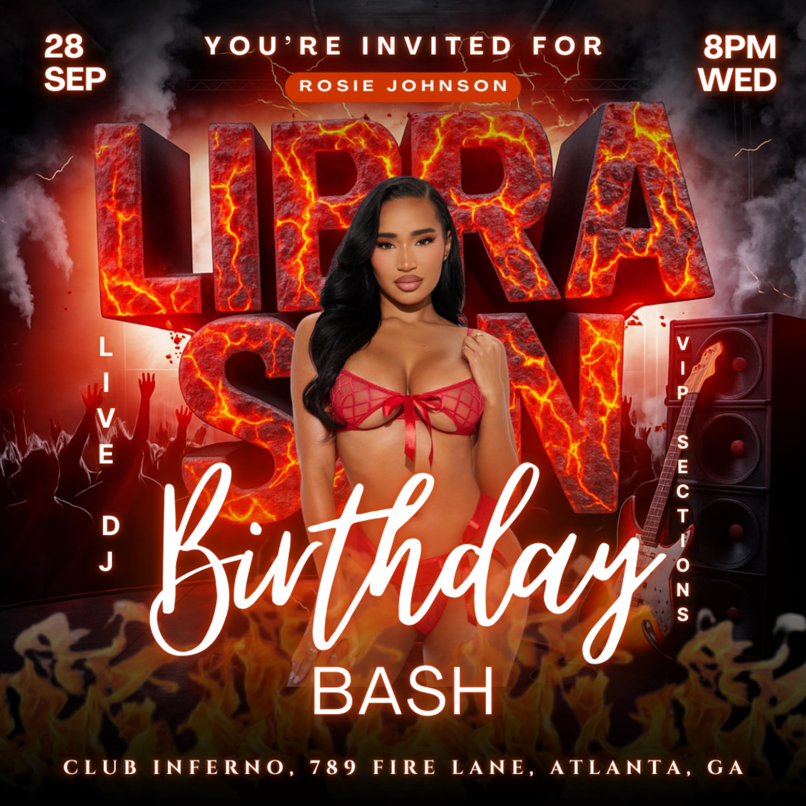 Editable Libra Birthday Flyer for Girl | Libra Zodiac Party Invitation Template | Happy Birthday Celebration Event Canva Design