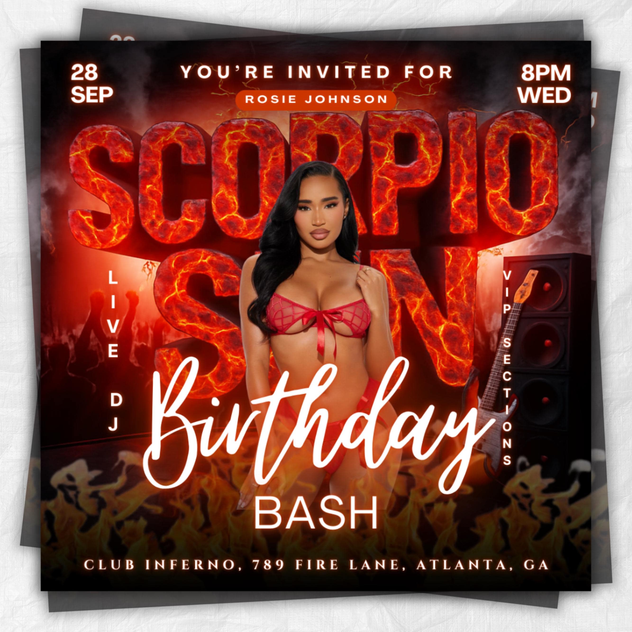 Scorpio Birthday Flyer Editable Canva Template, Zodiac Celebration Party Invitation, Happy Birthday Girl Flyer, Scorpio Season Glam Event