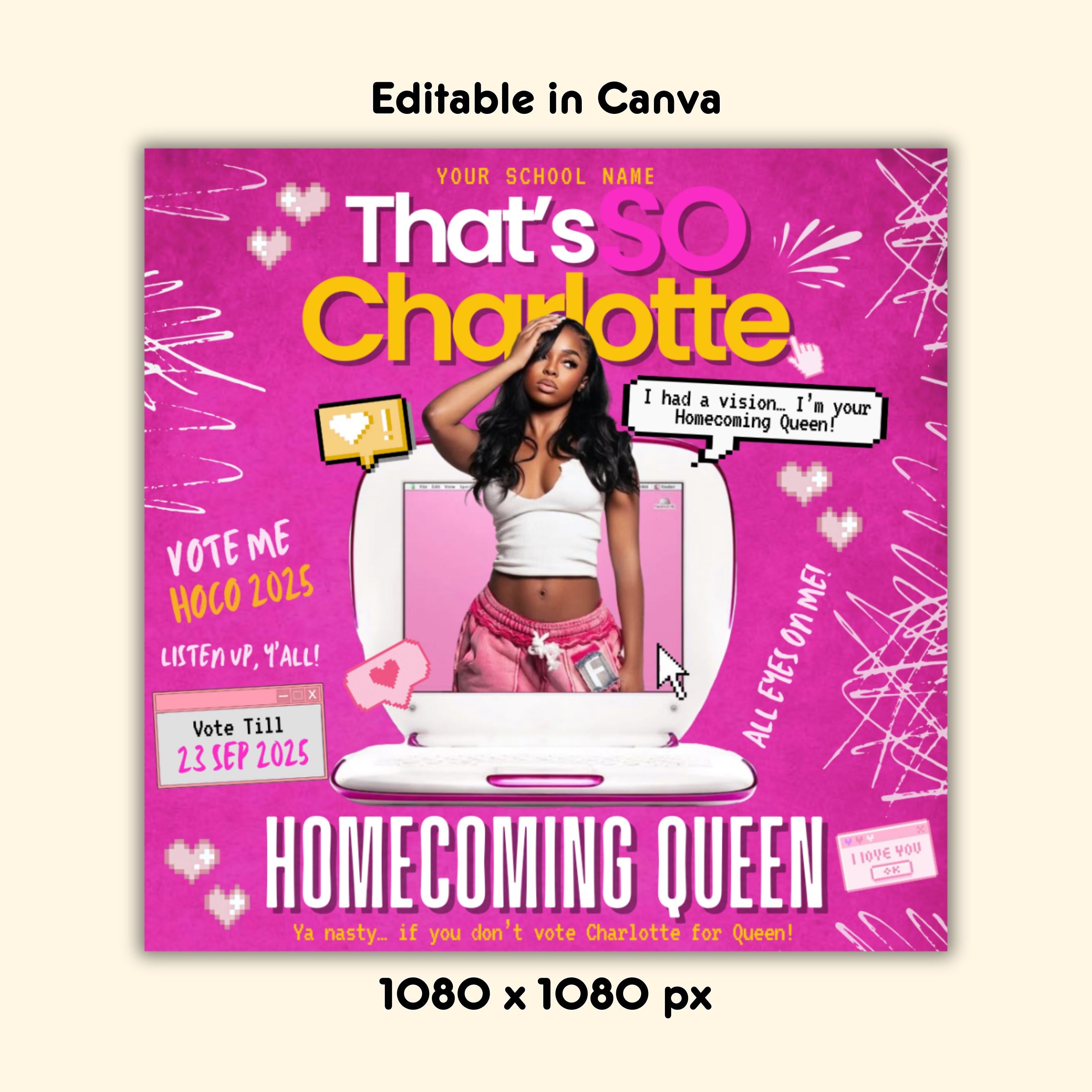 Vote Homecoming Queen Flyer, That's So Queen Flyer,Campaign Flyer,Class Campaign Flyer Election Flyer Prom Queen Flyer DIY Editable Template