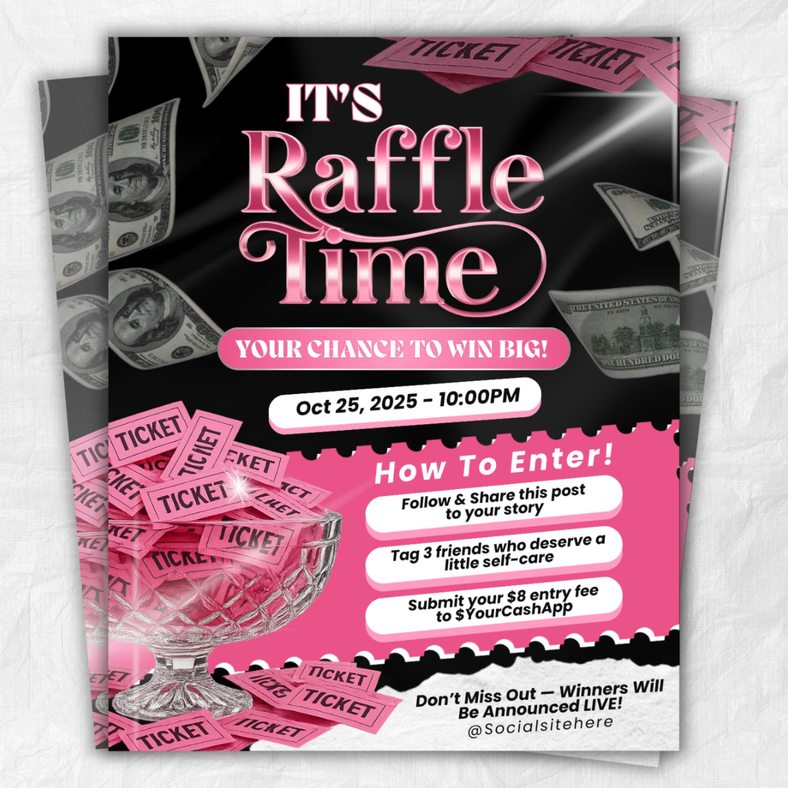 Editable Raffle Flyer Template for Giveaways & Contests | DIY Beauty Salon Promotion | Canva Flyer Design Kit | Business Event Marketing