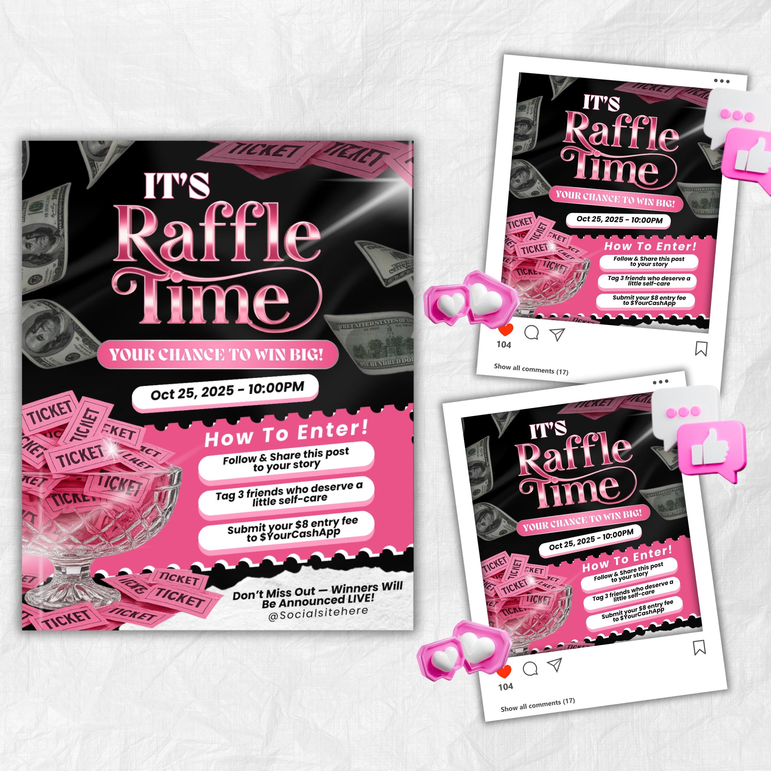 Editable Raffle Flyer Template for Giveaways & Contests | DIY Beauty Salon Promotion | Canva Flyer Design Kit | Business Event Marketing