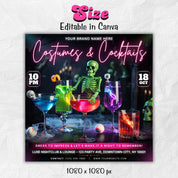 Halloween Party Flyer, Spooky Costume & Cocktail Party Invite, Halloween Szn Special, Canva Editable Scary DJ Night Club Flyer Template