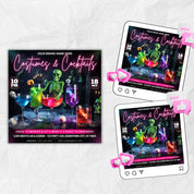 Halloween Party Flyer, Spooky Costume & Cocktail Party Invite, Halloween Szn Special, Canva Editable Scary DJ Night Club Flyer Template
