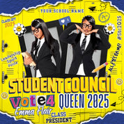 Blue And Yellow Student Council Campaign Flyer For Queen,Editable School Election Poster,Vote for Homecoming Queen, Class President Campaign