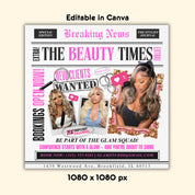 Hair Stylist Lash Tech MUA Nail Artist Flyer | New Clients Wanted Editable Canva Template | Promote Your Services | Social Media Marketing