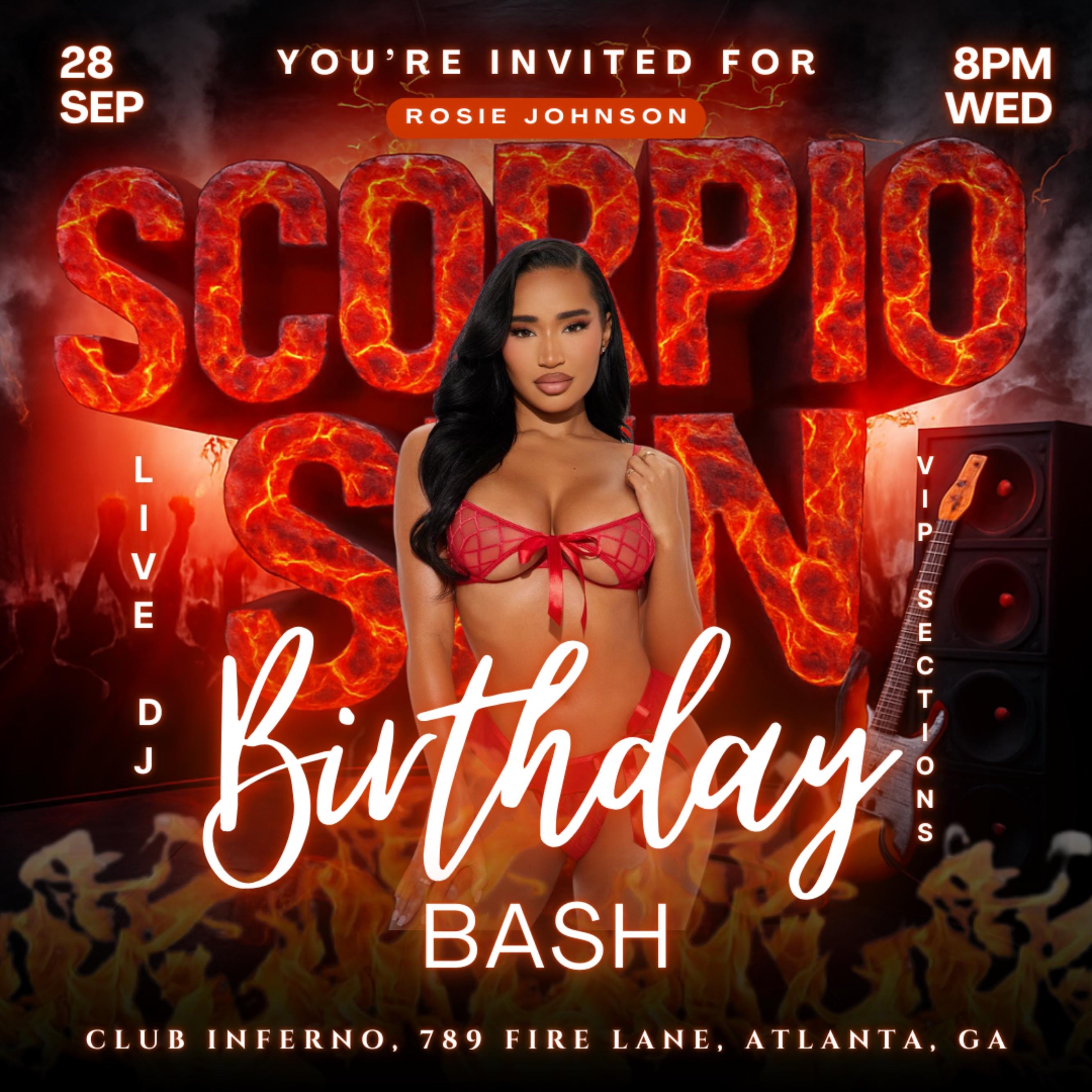 Scorpio Birthday Flyer Editable Canva Template, Zodiac Celebration Party Invitation, Happy Birthday Girl Flyer, Scorpio Season Glam Event