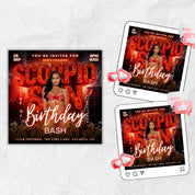 Scorpio Birthday Flyer Editable Canva Template, Zodiac Celebration Party Invitation, Happy Birthday Girl Flyer, Scorpio Season Glam Event