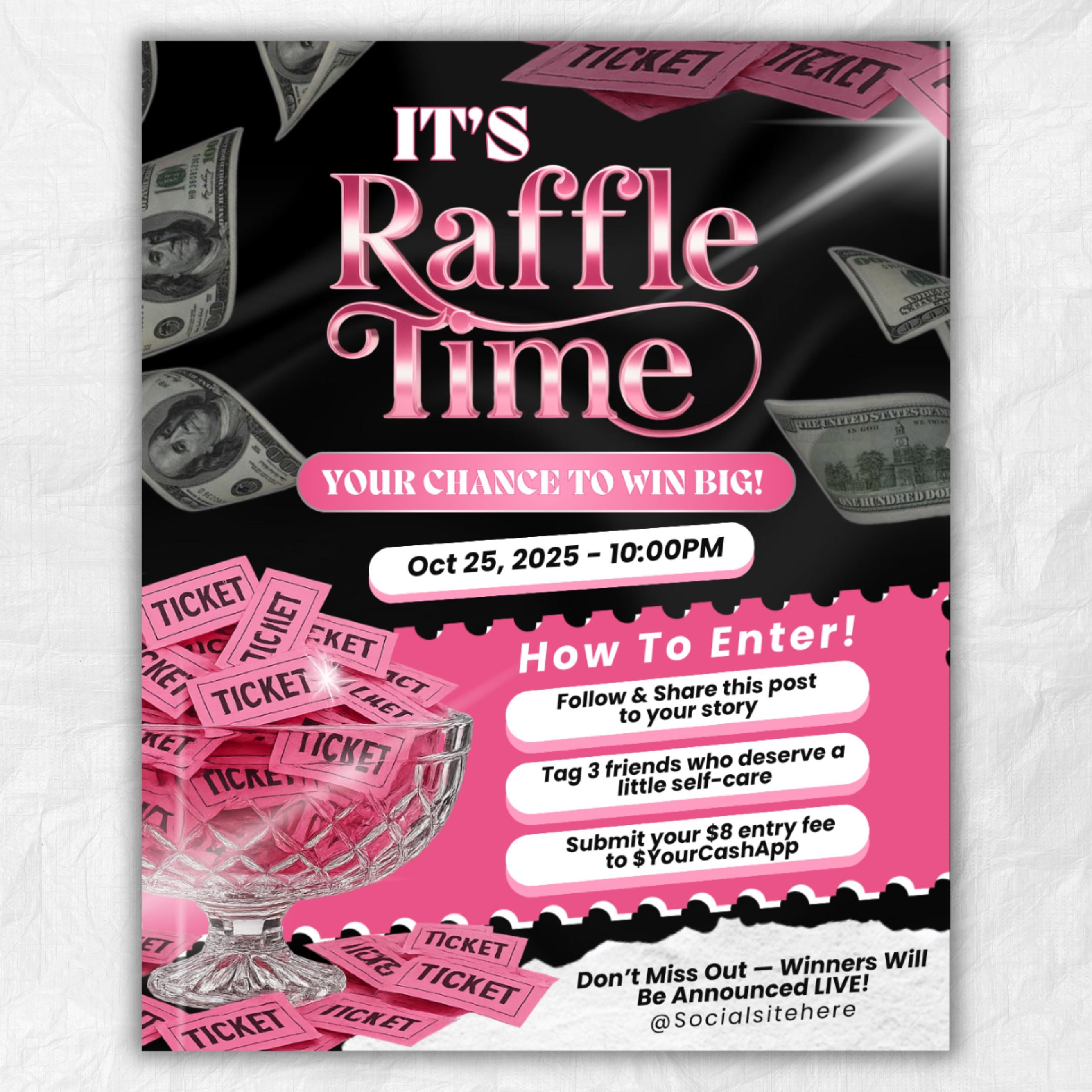Editable Raffle Flyer Template for Giveaways & Contests | DIY Beauty Salon Promotion | Canva Flyer Design Kit | Business Event Marketing