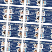 Denim & Diamonds Birthday Flyer | Editable Canva Template for Dinner Invites and Party Flyer | Elegant Blue Jean and Bling Digital Design