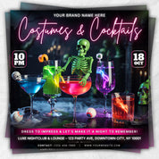 Halloween Party Flyer, Spooky Costume & Cocktail Party Invite, Halloween Szn Special, Canva Editable Scary DJ Night Club Flyer Template