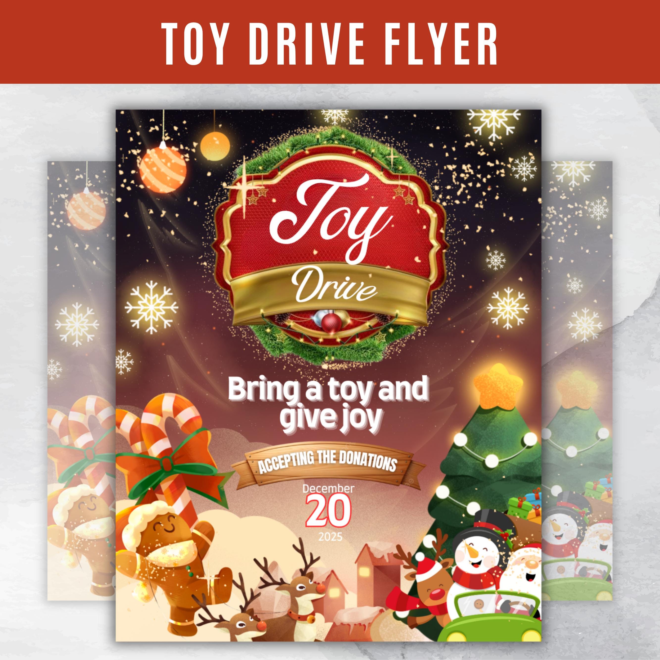 Christmas Toy Drive Flyer Canva Template, Christmas Party Flyer, Toy Drive Template, Food Drive Flyer, Toy Drive Flyer, Diy Toy Party Flyer