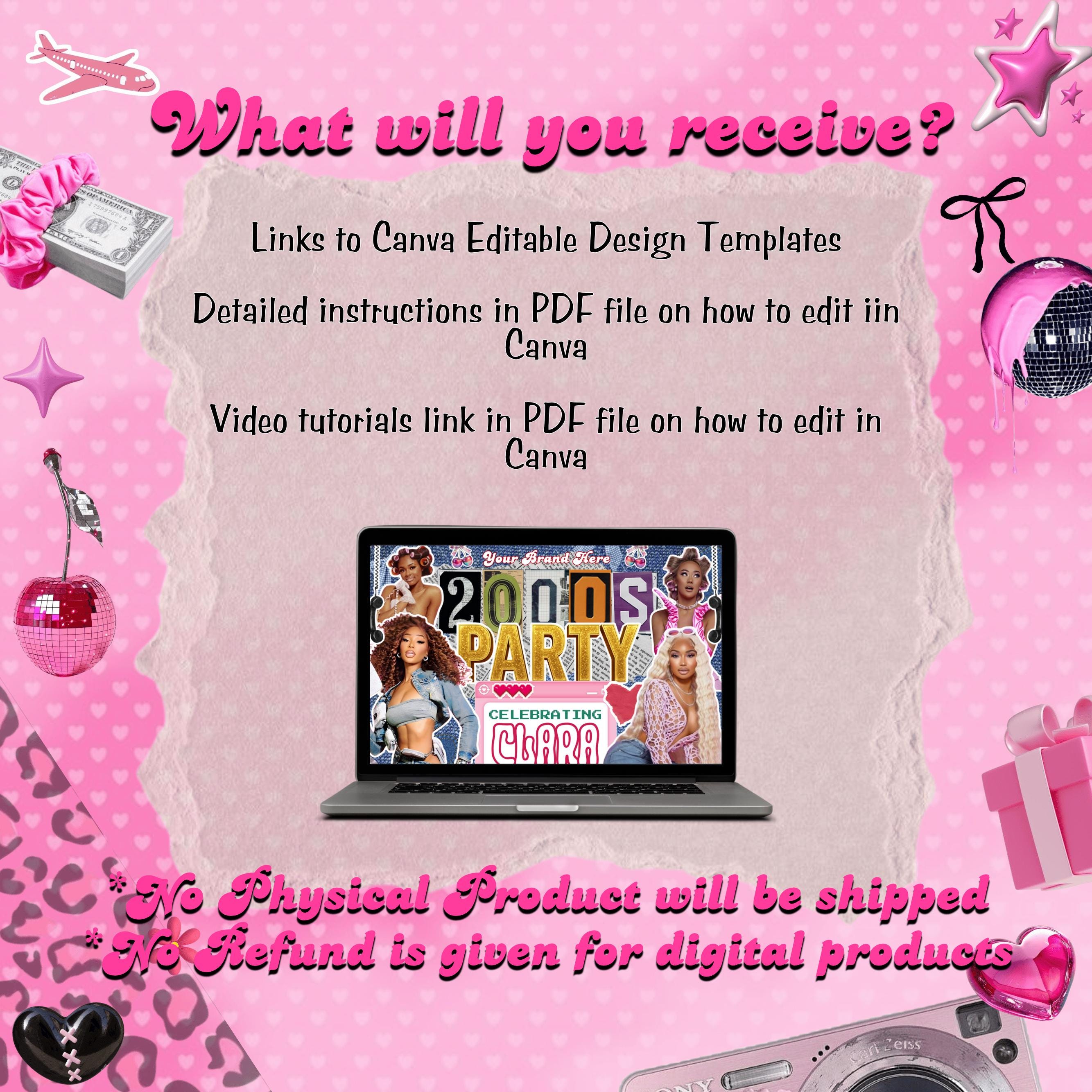 Early 2000s Party Flyer | Retro Y2K Birthday Invitation | 90s Club DJ Theme | DIY Canva Editable House Party Invite | Millennial Throwback