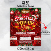 Christmas Sip And Shop Flyer, Christmas Pop Up Flyer, DIY Flyer Canva Template, Sip And Shop Flyer,Christmas Sale Flyer,Pop Up Shop Flyer