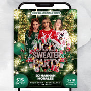 Ugly Sweater Christmas Party Flyer Template - Perfect for Holiday Gatherings and Festive Events