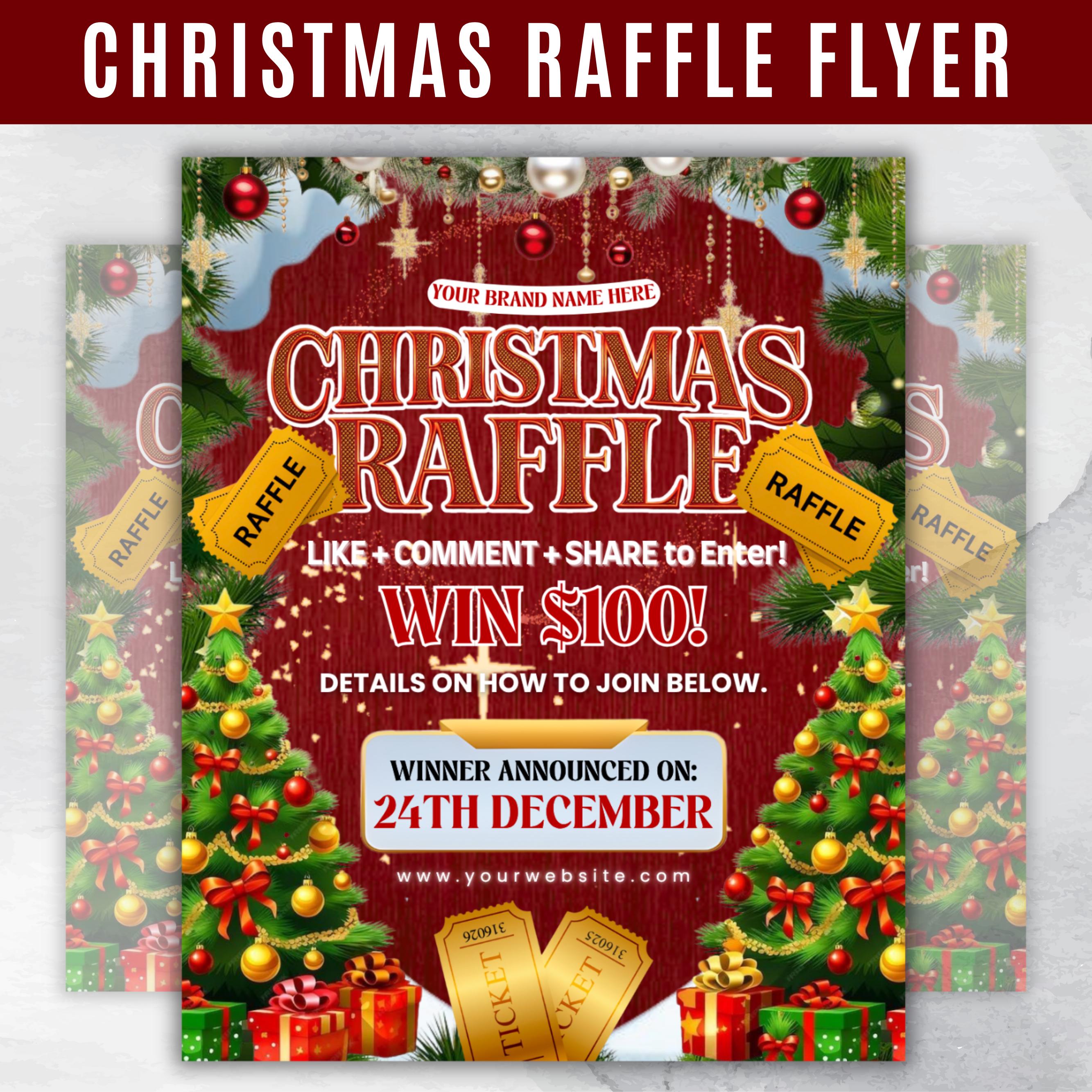 Festive Christmas Raffle Giveaway Flyer - DIY Holiday Flyer for Your Next Event