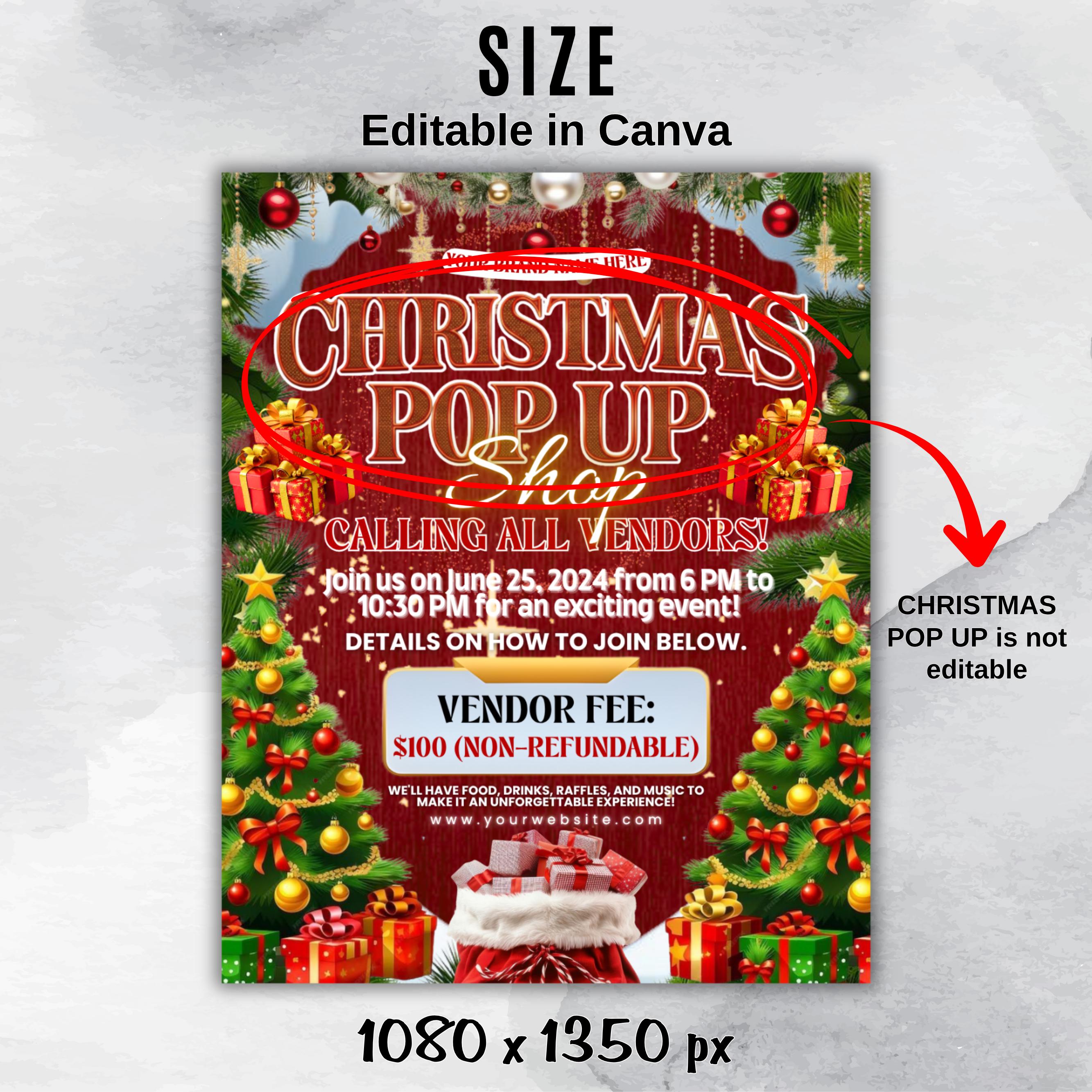 Christmas Sip And Shop Flyer - Editable Canva Template for Holiday Sales and Pop Up Events