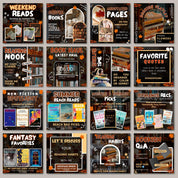 Autumn Bookstagram Carousel Template and Booktok Instagram Posts,Cozy Aesthetic Post for Book Lovers,Authors & Bloggers Social Media Content