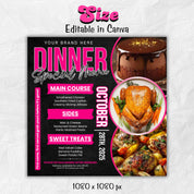 Dinner Sale Flyer, Sunday deal Special Flyer Restaurant Food menu business flyer, Editable Flyer Canva Template, Dinner special Flyer