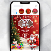 Festive Christmas Toy Drive Flyer Canva Template for Holiday Parties and Events - Editable and Customizable Design