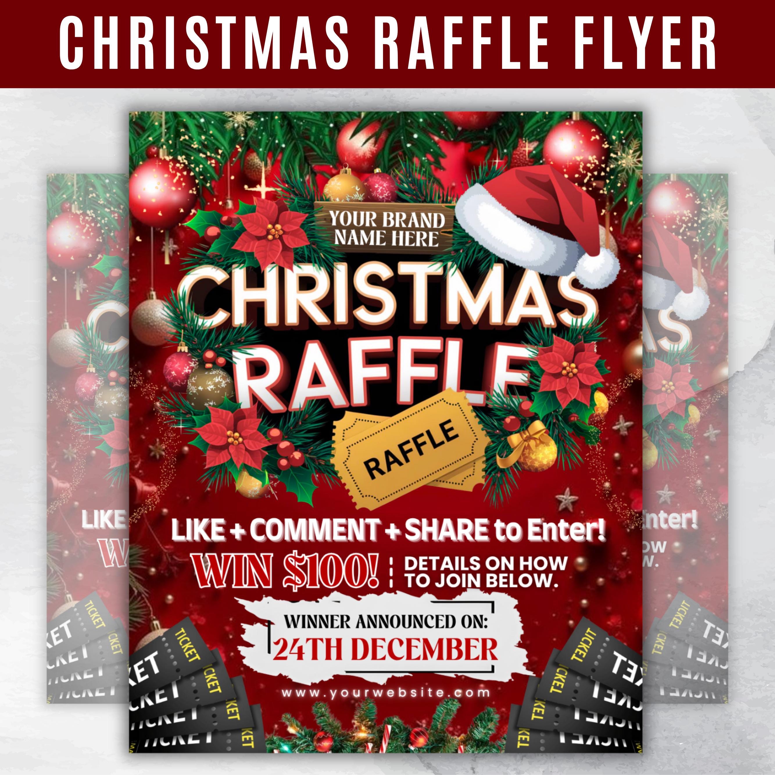 Christmas Raffle Flyer, Christmas Flyer, DIY Flyer Design Template, Giveaway Flyer, Social Media Flyer, Premade Business Flyer