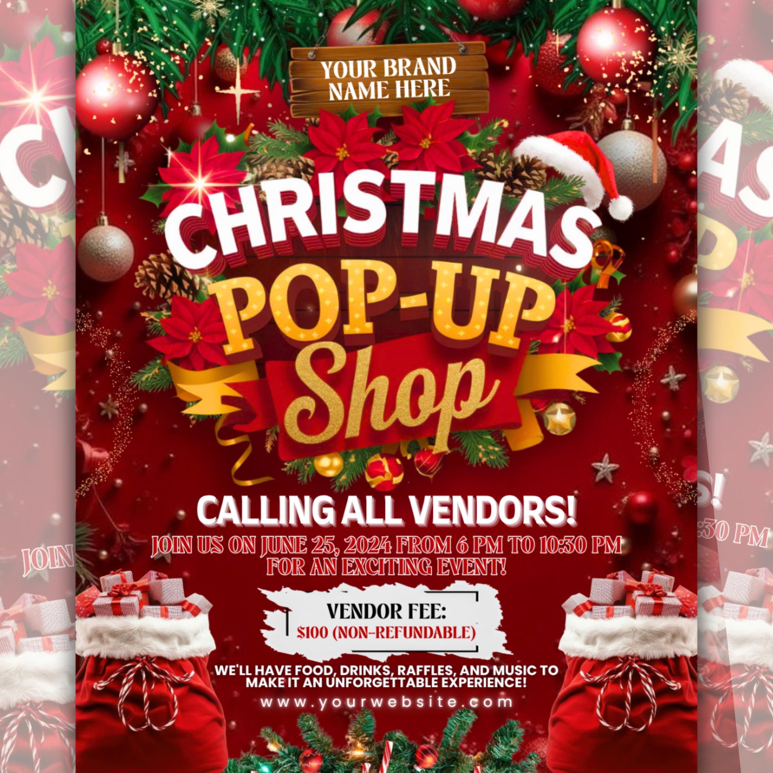 Christmas Sip And Shop Flyer, Christmas Pop Up Flyer, DIY Flyer Canva Template, Sip And Shop Flyer,Christmas Sale Flyer,Pop Up Shop Flyer