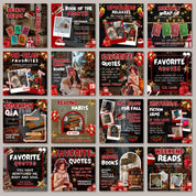 Christmas Bookstagram Carousel Template, Booktok Instagram Posts,Cozy Aesthetic Post for Book Lovers,Authors & Bloggers Social Media Content