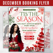 Christmas Booking Flyer, December Booking Flyer, Tis The Season Christmas Appointments, Holiday Sale For Hair,Lash,Makeup,Nails, Wig,Braids