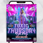 Toxic Thursday Party Flyer, Editable Thursday Party Flyer Template, DJ Nightclub Party For Toxic Adults, Hot Girls Party, Instant download