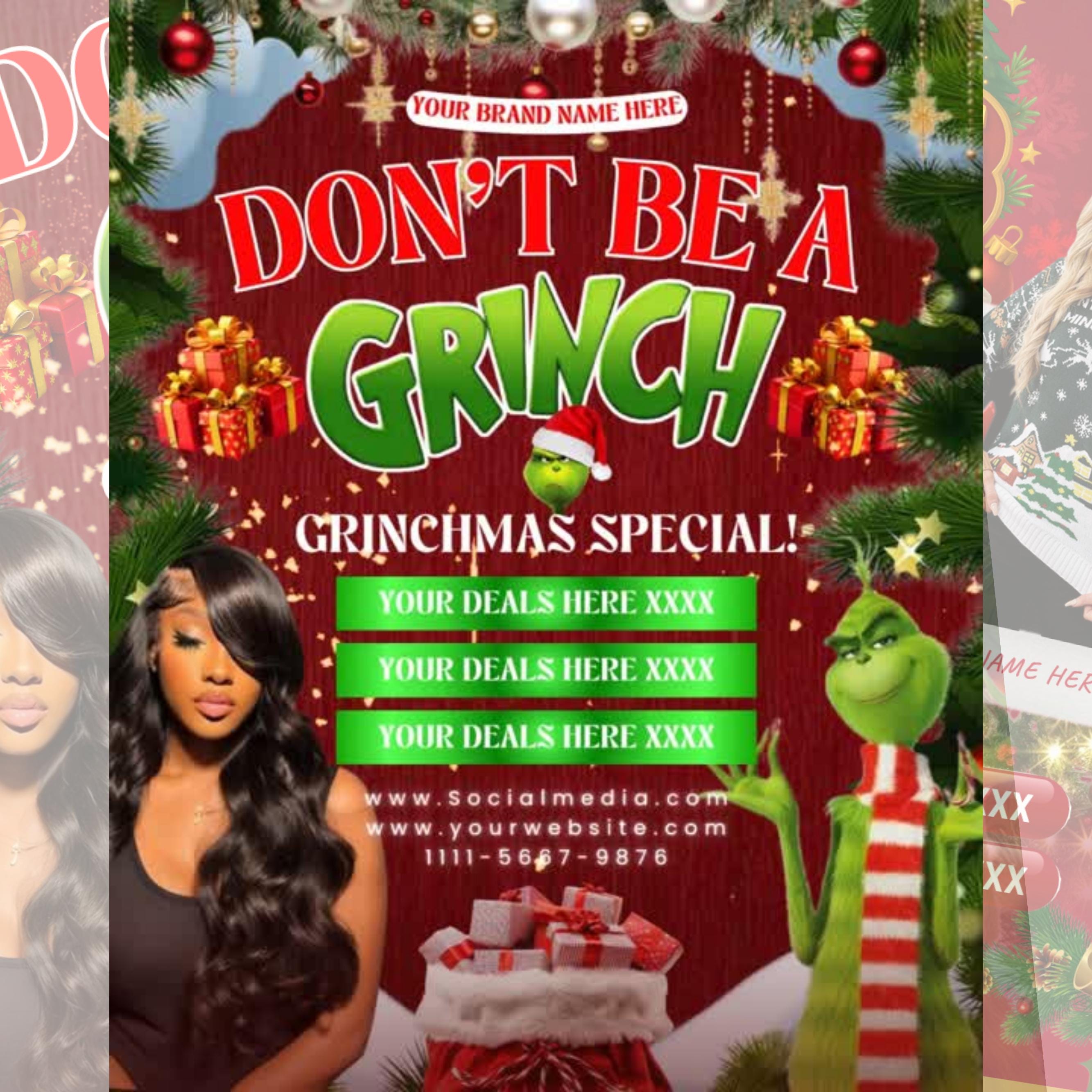Christmas Booking Flyer, December Booking Flyer Winter Special, Christmas Appointments, Holiday Sale For Hair,Lash,Makeup,Nails, Wig,Braids