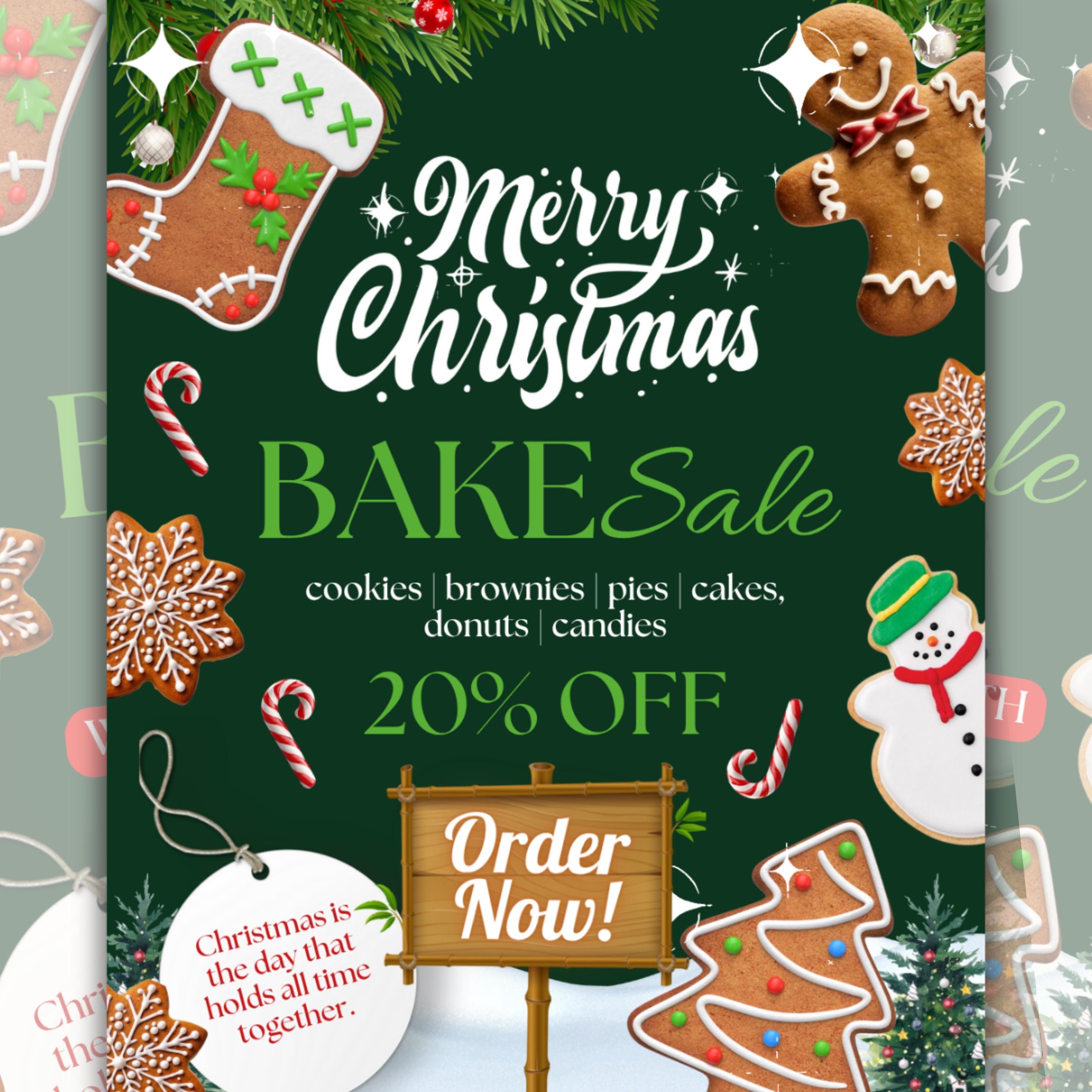 Christmas Sweet Treats Flyer - DIY Template for December Bake Sale, Perfect for Holiday Sweets Promotion