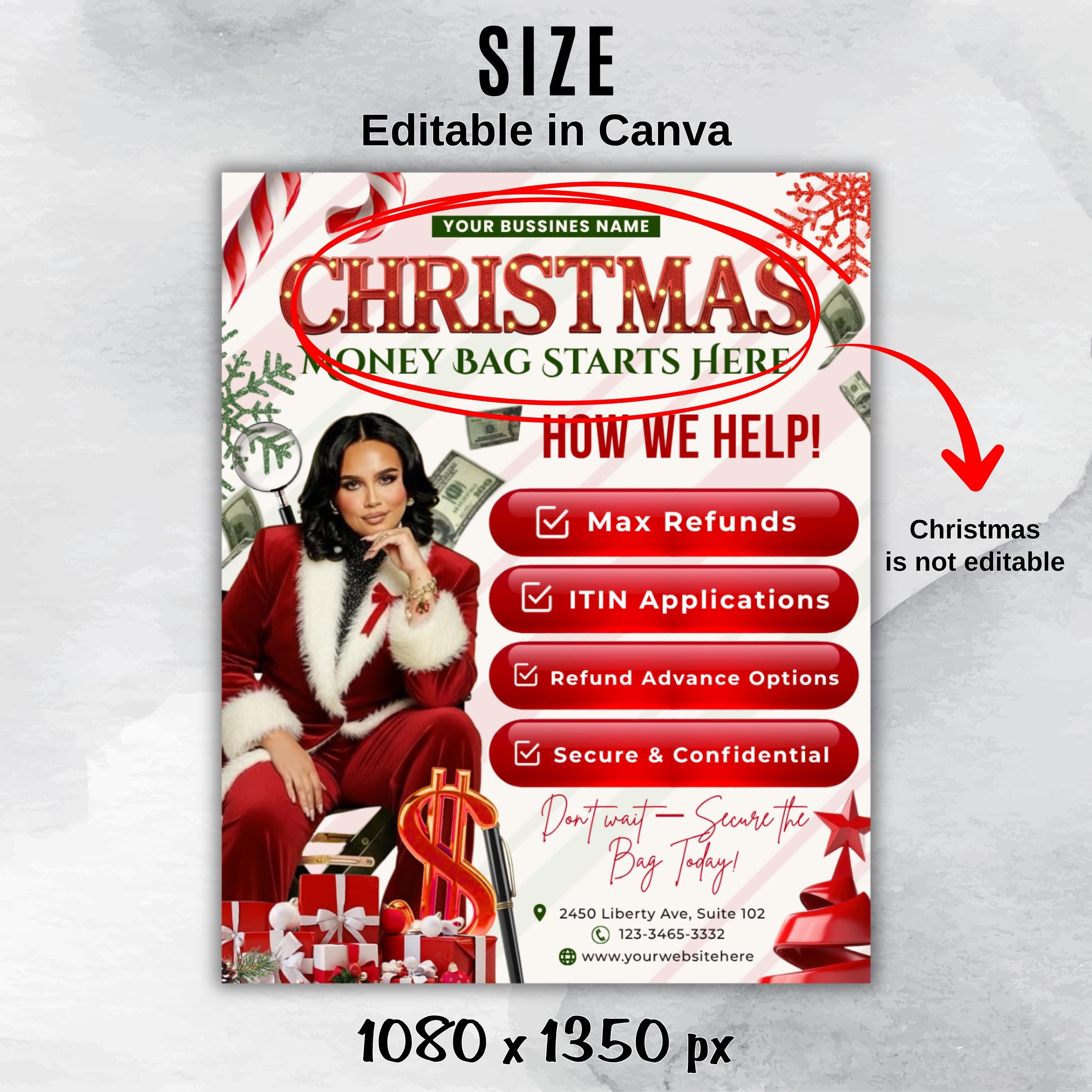 Professional Tax Service Flyer, Tax season Christmas Special,Modern Tax Prep Canva Flyer, Tax Refund Preparation, Accountant Marketing Flyer